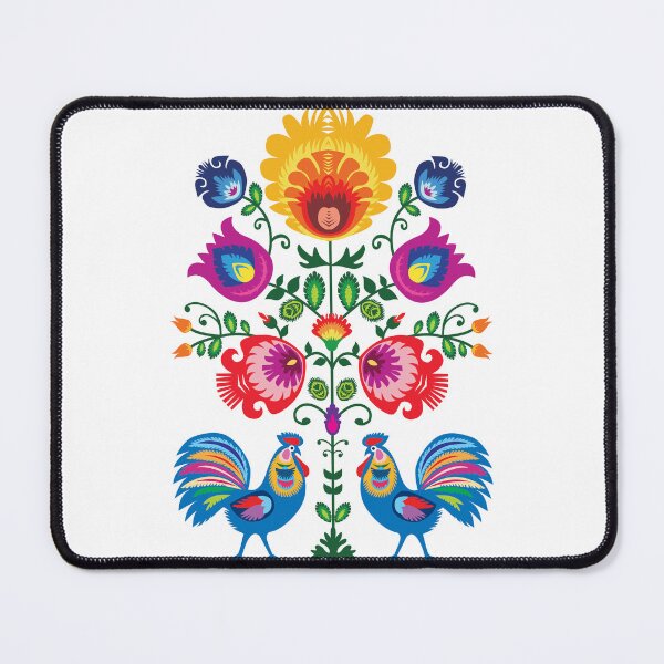 Item preview, Folk composition with flowers and roosters - wycinanki [white background] designed and sold by FK-UK.