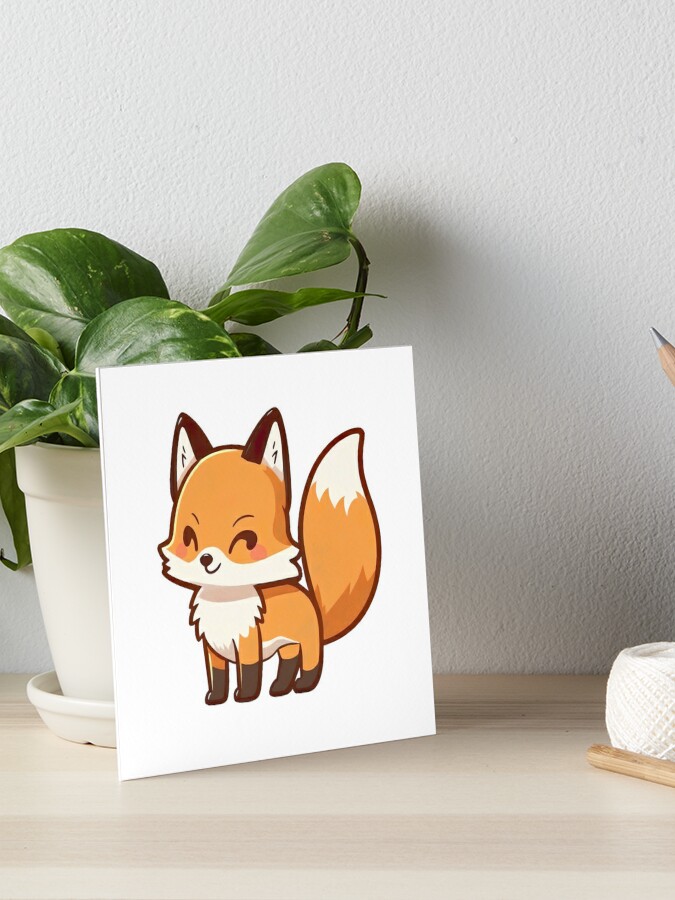 Cute Fox Kawaii Chibi Hand Drawn Illustration Art Board Print for