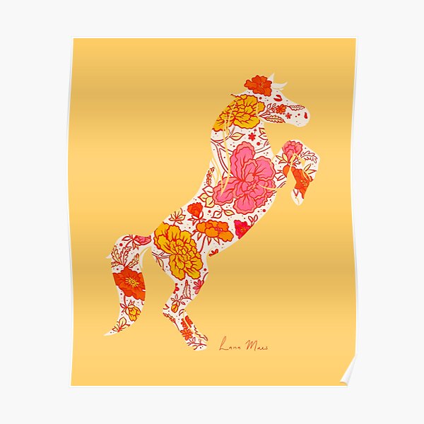 Rearing horse flower silhouette - TexMex Poster
