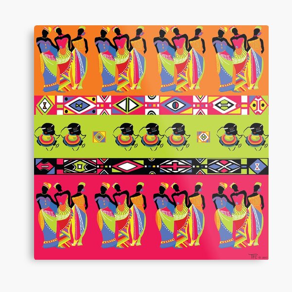 Colorful African Princesses Metal Print