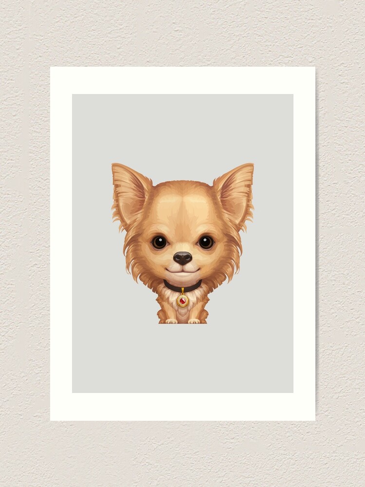 Fawn Long Coat Chihuahua Art Print By Anmlz Redbubble