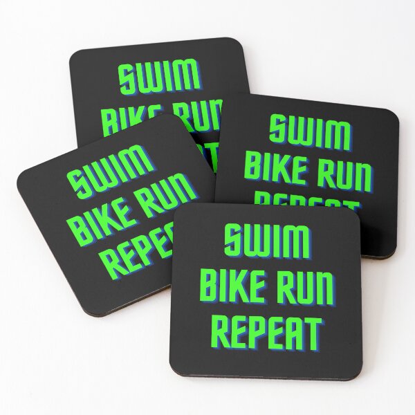 Item preview, Swim Bike Run Repeat Triathlon Green on Black designed and sold by Triathlongram.