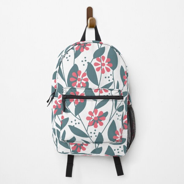Vista previa del artículo con la obra «Hojas de color verde azulado con patrón de flores de color rosa salmón», diseñado y vendido por Lisa Geerman.