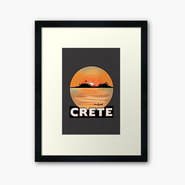 "Summer in Crete v3" Show Your Love for Crete with a Unique Retro Vintage style Design Framed Art Print