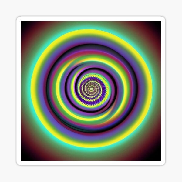 Optical illusion, visual illusion, surreal, rainbow, spiral Sticker