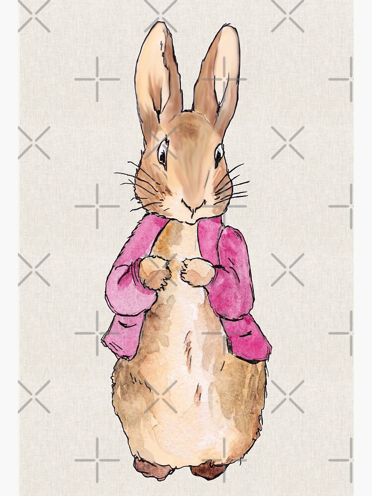 Peter Rabbit Pink Jacket Beige Linen Background