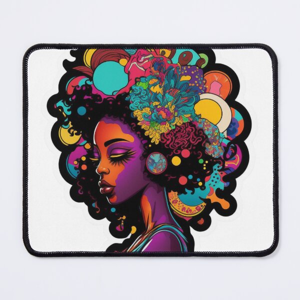 Item preview, Colorful Stickers Design of a Whimsical and Beautiful Black Woman with Futuristic Fashion designed and sold by kfir marco.