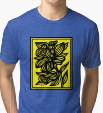 Shinney Daffodil Flowers Yellow Black Tri-blend T-Shirt