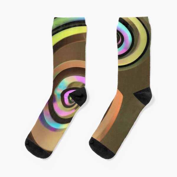 Spiral, helix, scroll, loop, snail, winding, anfraction, iridescent, vortex, gyre, rainbow Socks