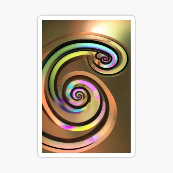 Spiral, helix, scroll, loop, snail, winding, anfraction, iridescent, vortex, gyre, rainbow Sticker