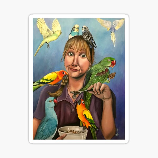 Self-Portrait with Birds Sticker