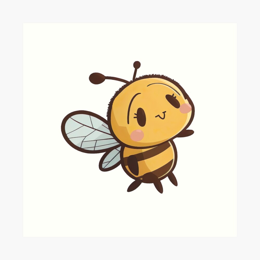 Bee Cute Kawaii Chibi Cartoon Honey Bee Hand Drawn Illustration