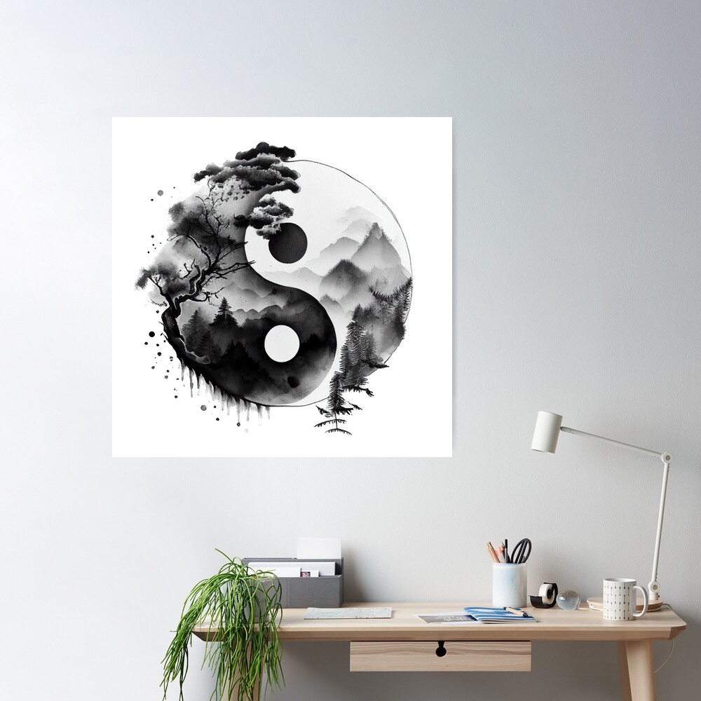 Yin Yang Abstract Watercolor Artwork, Eastern Spiritual YinYang Prints  Poster for Sale by SharpDream