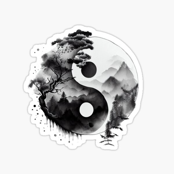 Vista previa del artículo con la obra «Arte abstracto de la acuarela de Yin Yang, impresiones espirituales orientales de YinYang», diseñado y vendido por SharpDream.