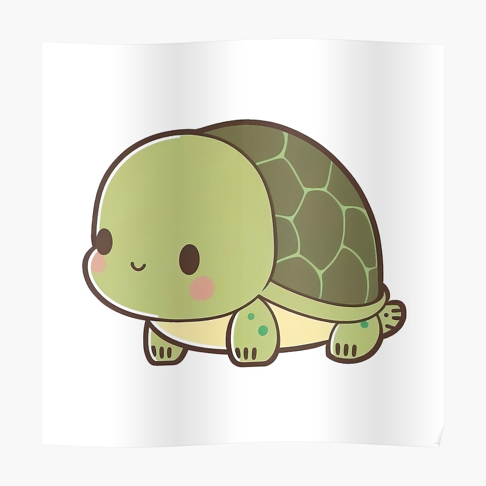 Turtle Cute Kawaii Chibi Cartoon Hand Drawn Illustration\