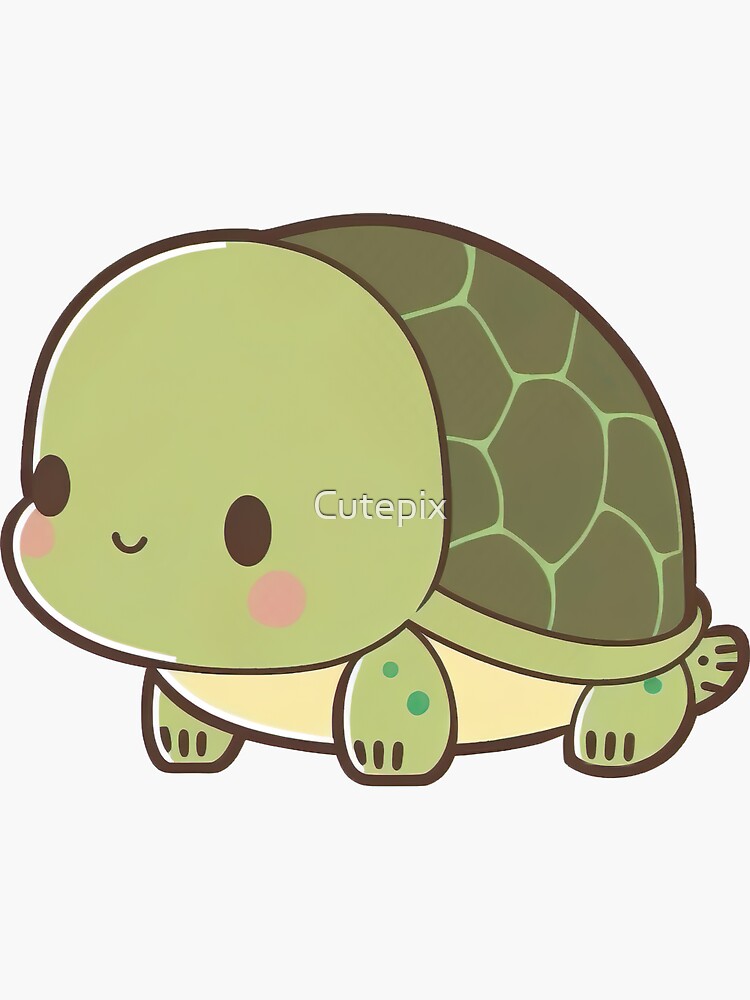 Turtle Cute Kawaii Chibi Cartoon Hand Drawn Illustration Sticker