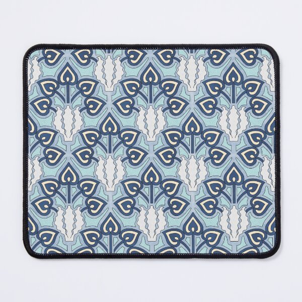 Item preview, Iris Flower Offset Pattern in Blue, Art Nouveau Floral Design designed and sold by MadfishDesigns.
