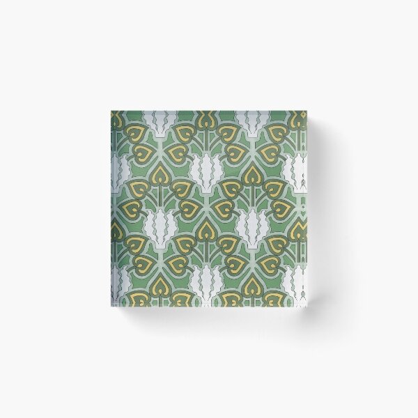 Item preview, Iris Flower Offset Pattern in Green, Art Nouveau Floral Design designed and sold by MadfishDesigns.