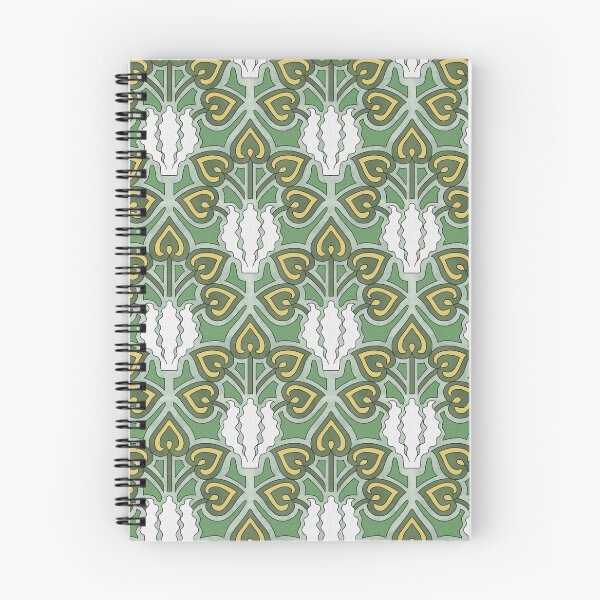 Item preview, Iris Flower Offset Pattern in Green, Art Nouveau Floral Design designed and sold by MadfishDesigns.