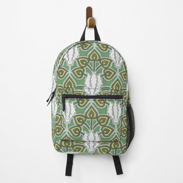 Item preview, Iris Flower Offset Pattern in Green, Art Nouveau Floral Design designed and sold by MadfishDesigns.