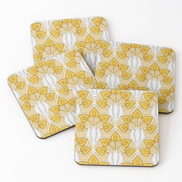 Item preview, Iris Flower Offset Pattern in Orange, Art Nouveau Floral Design designed and sold by MadfishDesigns.