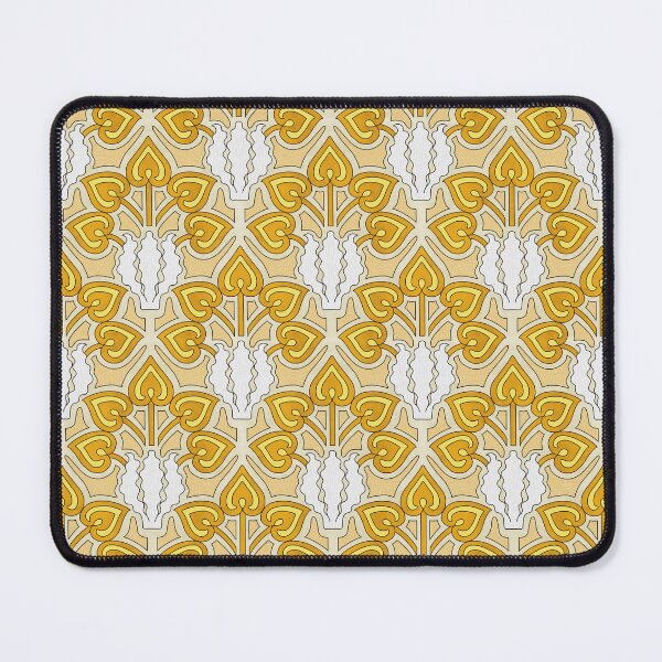 Item preview, Iris Flower Offset Pattern in Orange, Art Nouveau Floral Design designed and sold by MadfishDesigns.