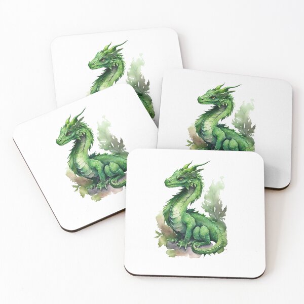 Item preview, Whimsical Watercolor Green Dragon Illustrations designed and sold by yumeokoete.