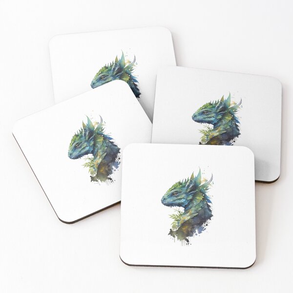 Item preview, Enchanting Watercolor Green Dragon Illustrations designed and sold by yumeokoete.