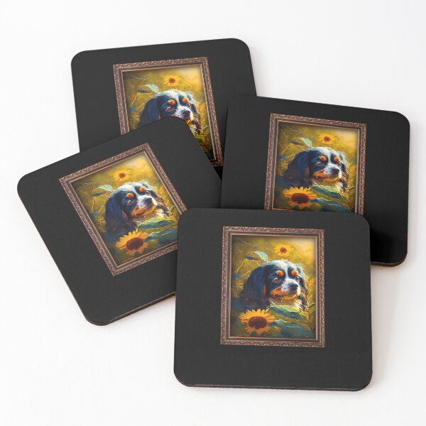 Artikelvorschau, English Toy Spaniel Sunflower Painting Adorable Dog entworfen und verkauft von rafaeltto.