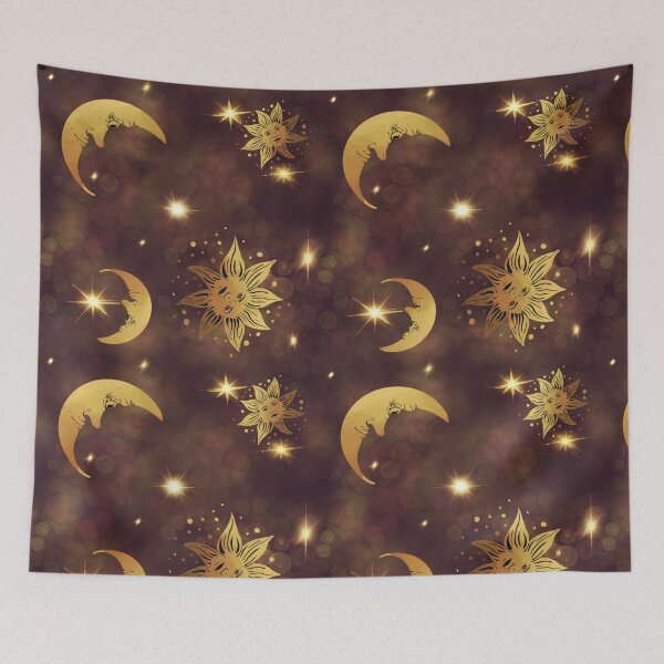 Item preview, Sun, moon, stars, space galaxy print designed and sold by WilderMommaArt.