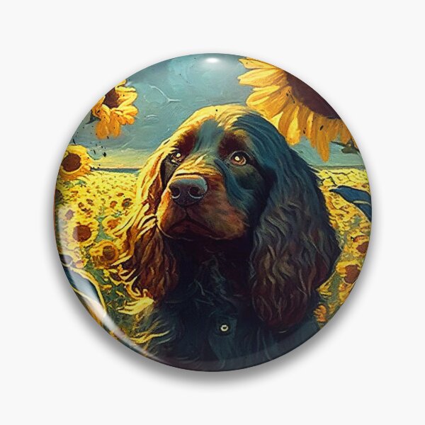 Item preview, Field Spaniel Sunflower Painting Adorable Dog designed and sold by rafaeltto.