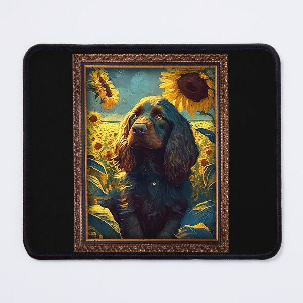 Item preview, Field Spaniel Sunflower Painting Adorable Dog designed and sold by rafaeltto.