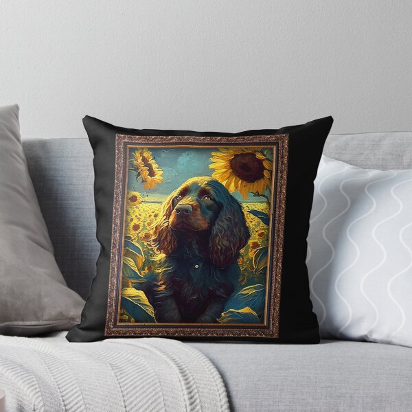 Item preview, Field Spaniel Sunflower Painting Adorable Dog designed and sold by rafaeltto.