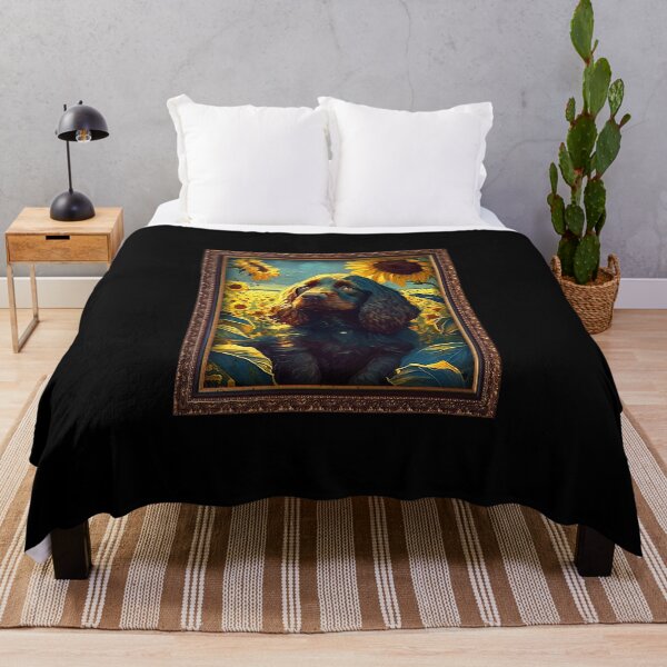 Item preview, Field Spaniel Sunflower Painting Adorable Dog designed and sold by rafaeltto.