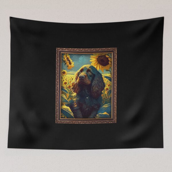 Item preview, Field Spaniel Sunflower Painting Adorable Dog designed and sold by rafaeltto.