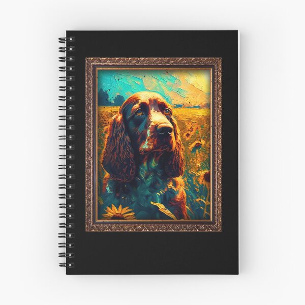 Item preview, Field Spaniel Sunflower Painting Adorable Dog designed and sold by rafaeltto.