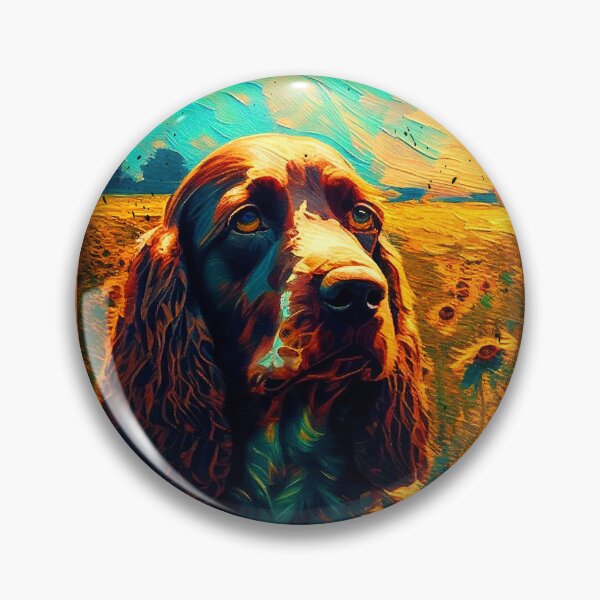 Item preview, Field Spaniel Sunflower Painting Adorable Dog designed and sold by rafaeltto.