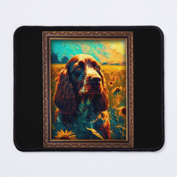 Item preview, Field Spaniel Sunflower Painting Adorable Dog designed and sold by rafaeltto.