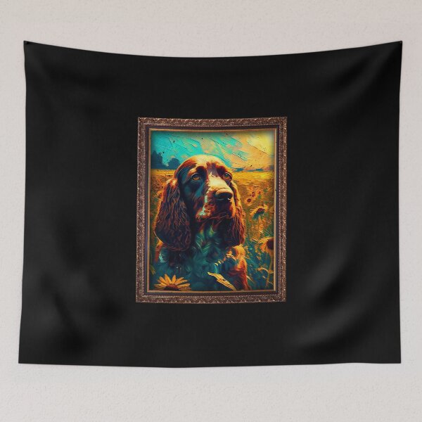 Item preview, Field Spaniel Sunflower Painting Adorable Dog designed and sold by rafaeltto.