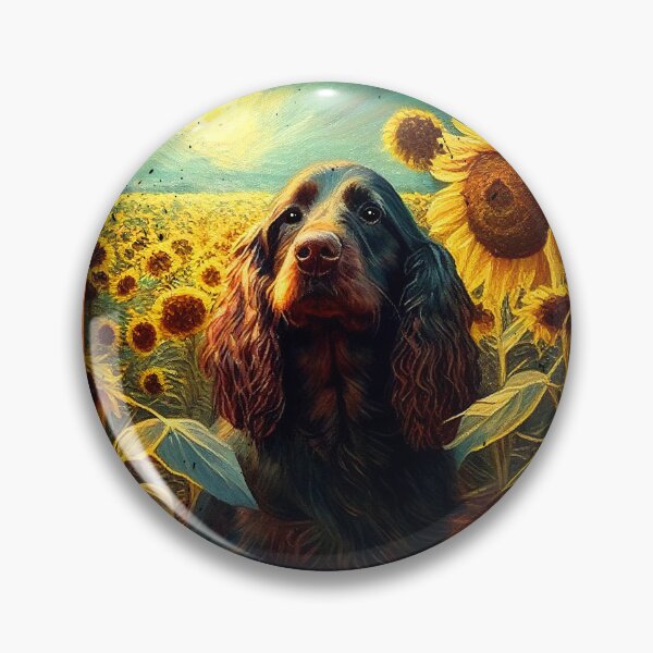 Item preview, Field Spaniel Sunflower Painting Adorable Dog designed and sold by rafaeltto.