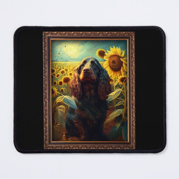 Item preview, Field Spaniel Sunflower Painting Adorable Dog designed and sold by rafaeltto.