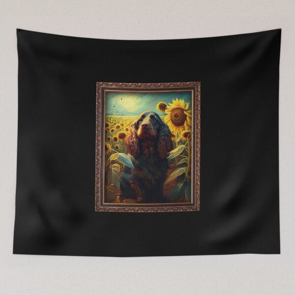 Item preview, Field Spaniel Sunflower Painting Adorable Dog designed and sold by rafaeltto.