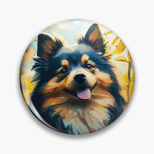 Artikelvorschau, Finnish Lapphund Sunflower Painting Adorable Dog entworfen und verkauft von rafaeltto.