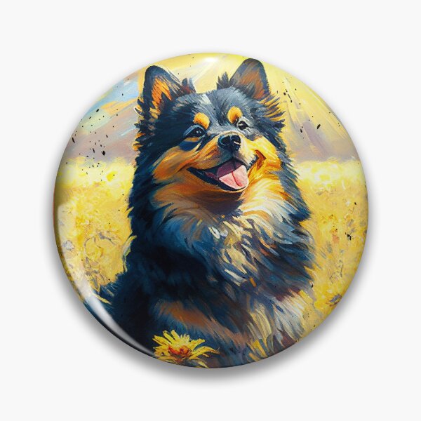 Artikelvorschau, Finnish Lapphund Sunflower Painting Adorable Dog entworfen und verkauft von rafaeltto.