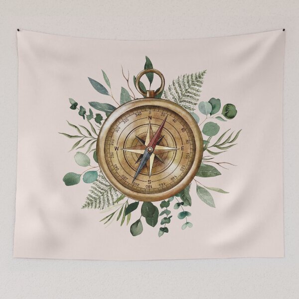 Item preview, Foliage Compass Watercolor designed and sold by Nature Hues.