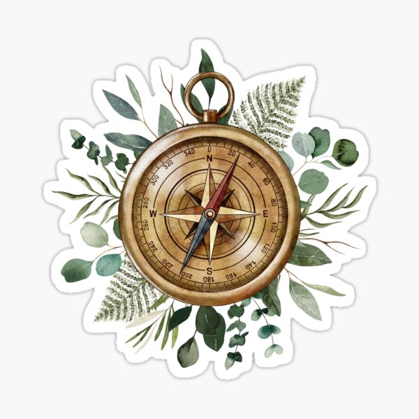 Foliage Compass Watercolor Sticker