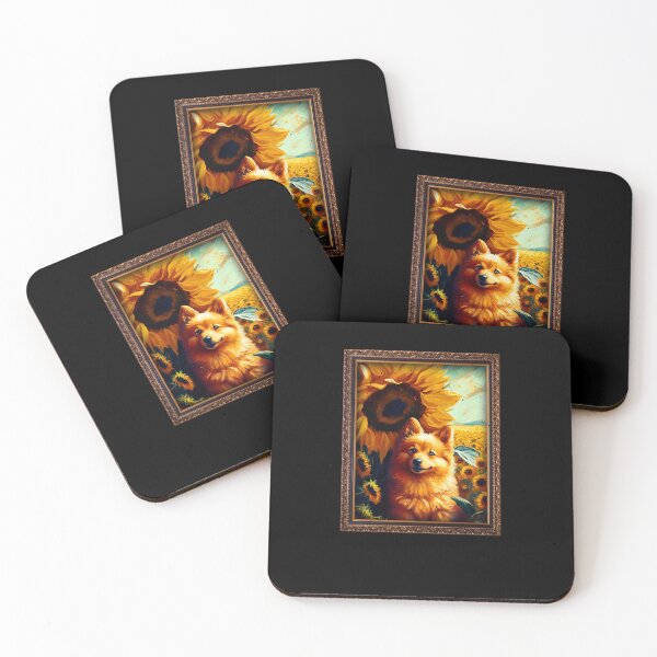 Item preview, Finnish Spitz Sunflower Painting Adorable Dog designed and sold by rafaeltto.