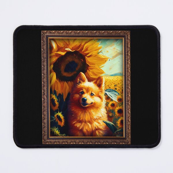 Item preview, Finnish Spitz Sunflower Painting Adorable Dog designed and sold by rafaeltto.