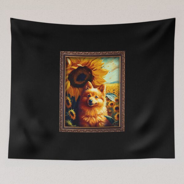 Item preview, Finnish Spitz Sunflower Painting Adorable Dog designed and sold by rafaeltto.