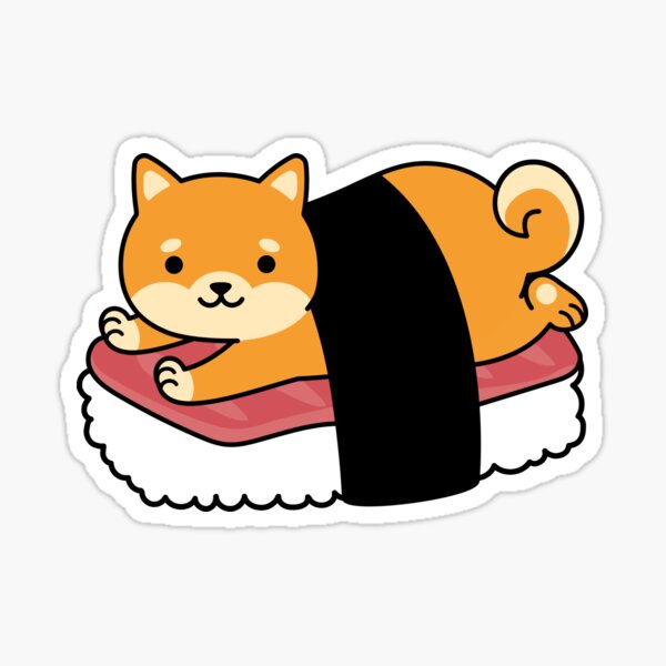 656DP Sushi Art Black and Tan Shiba Inu Dog Eating Sushi 